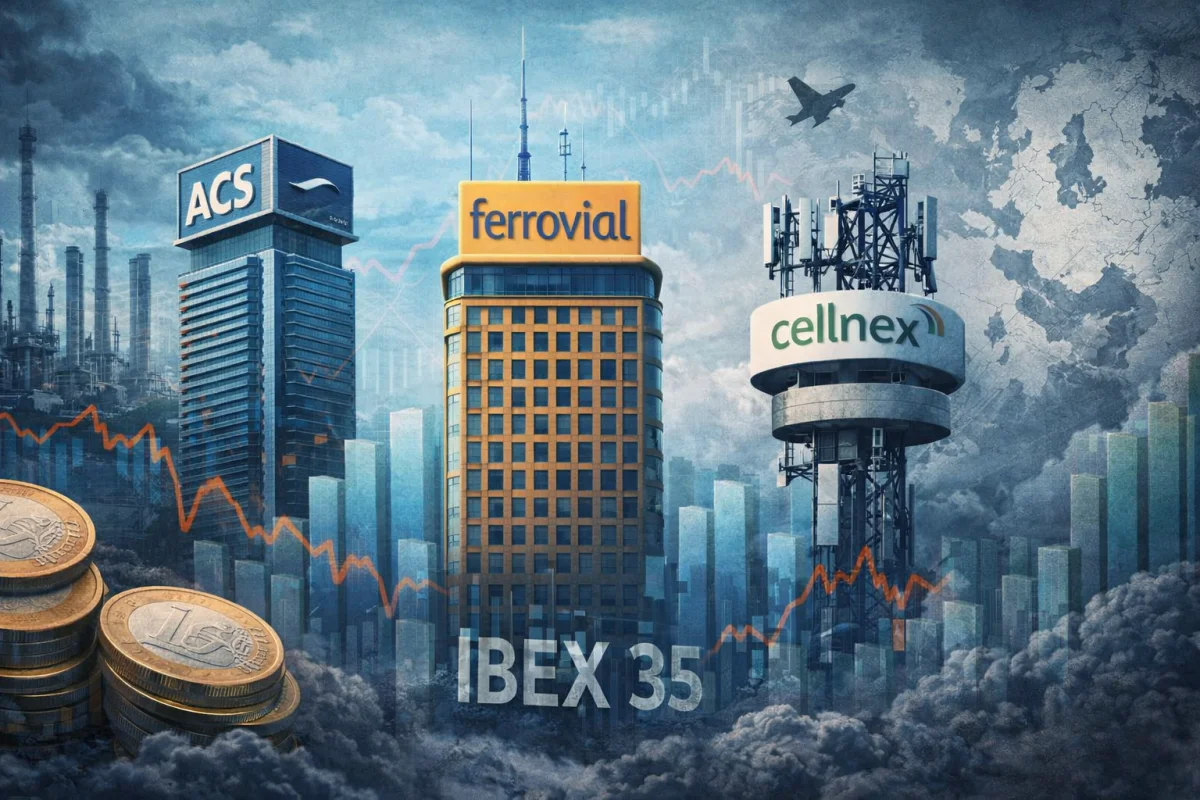 ACS, Ferrovial y Cellnex, los valores refugio del IBEX 35 ante la inestabilidad económica