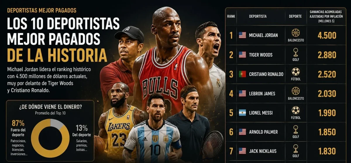 Jordan lidera la lista histórica de ingresos, mientras otros íconos luchan por destacar